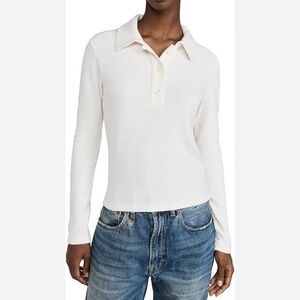 NWT  LNA  Waffle Knit White Long Sleeve Cropped top  NWT $106 msrp